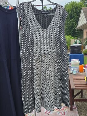 LANE BRYANT - Black and White Geometric Sleeveless A-Line Dress